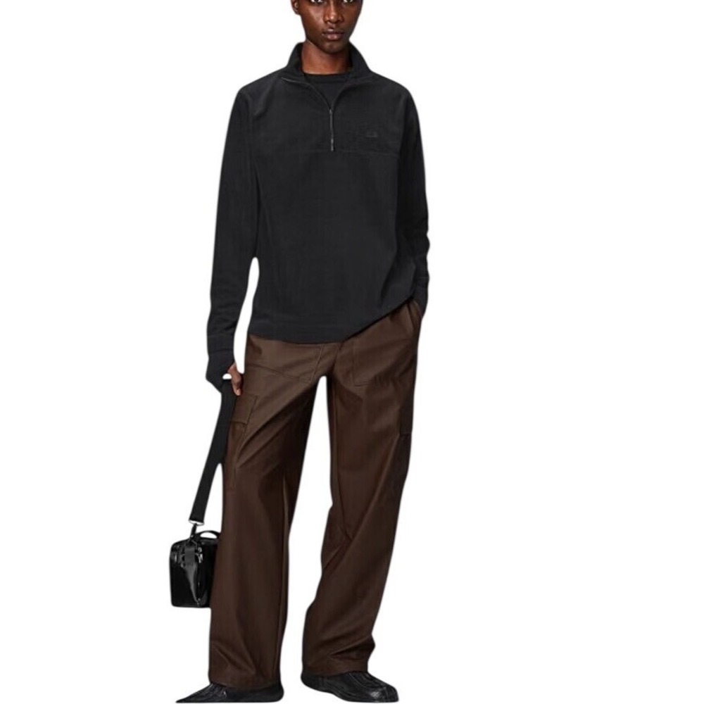 Rains Addis Fleece Half Zip-GQ Black Pullover Sweater, Unisex, Size XXL, New